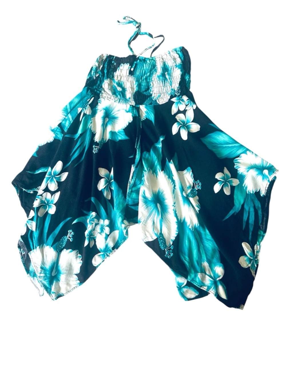 Hawaiian Halter Top | Teal, Black, & White